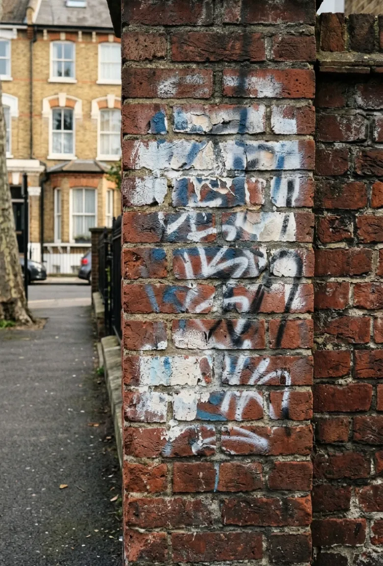 Boundary Wall Affected by Paint and Graffiti