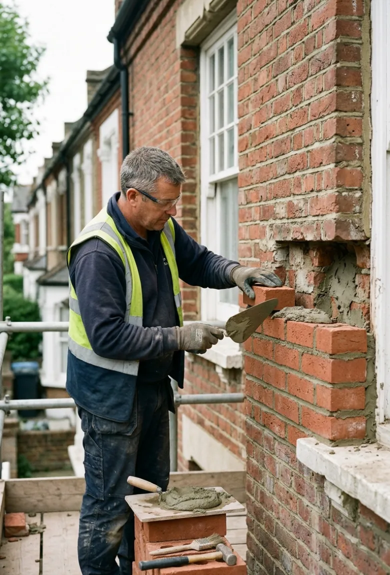 Brickwork Contractor Replacing Damaged Bricks in North London
